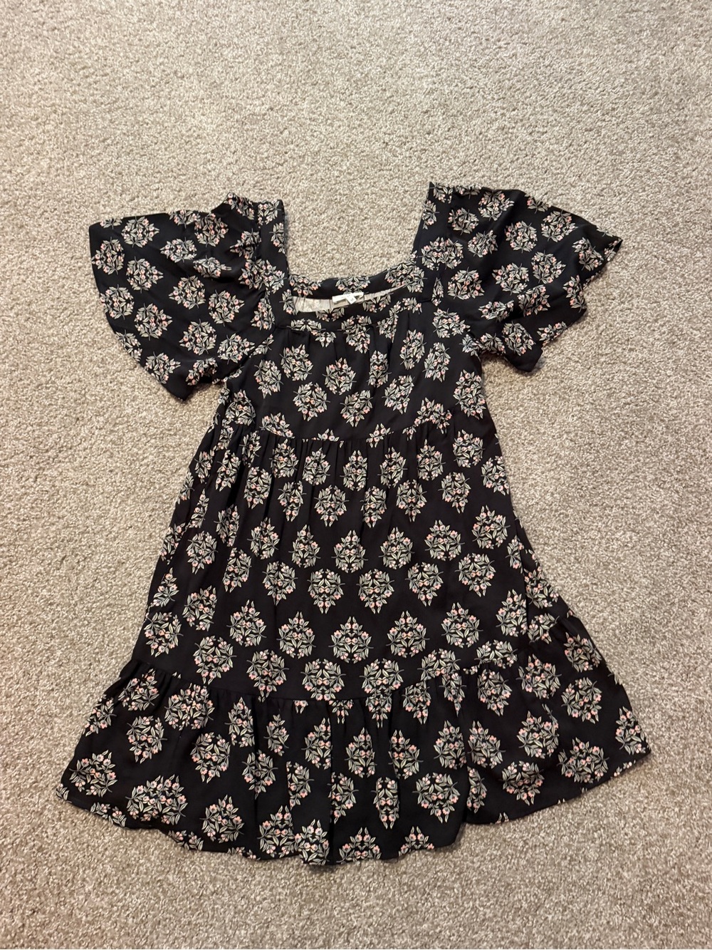 Maurices Black Floral Puff Sleeve Casual Dress
